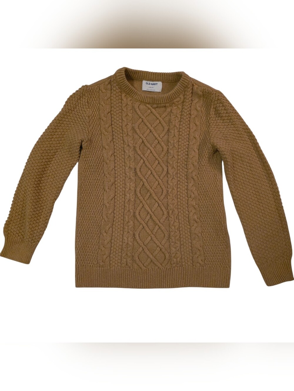 Old Navy Camel Brown Cable Knit Crewneck Sweater 10-12